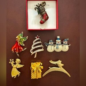 Lot of Christmas Brooches with Various Designs